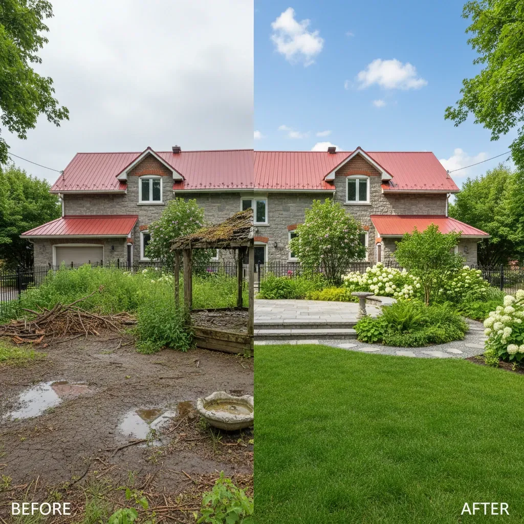 Landscape Architect transformation - before and after by Krause Steinverkauf in Québec